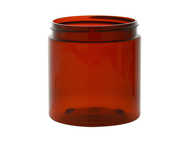8 oz. Amber Dark Round Single Wall 70-400 PET Plastic Jar w/ Colored Lid 30% OFF