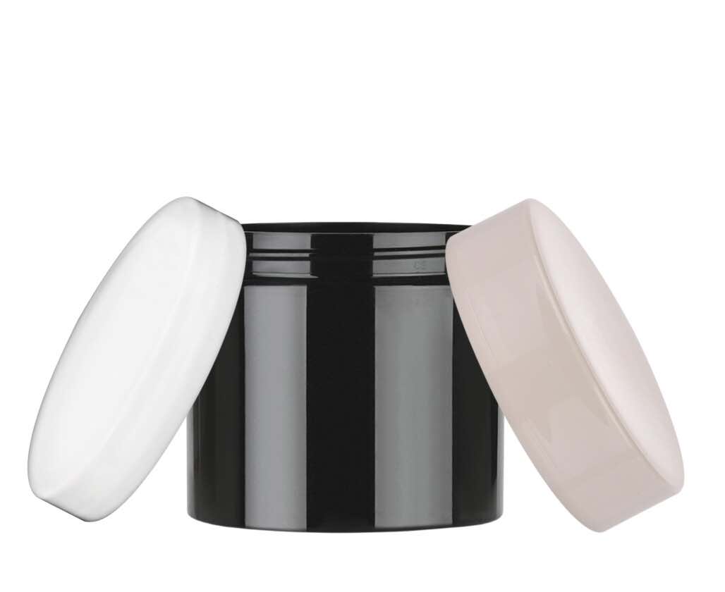 16 oz. Black PET 89-400 Plastic Single Wall Jar-Colored Lids