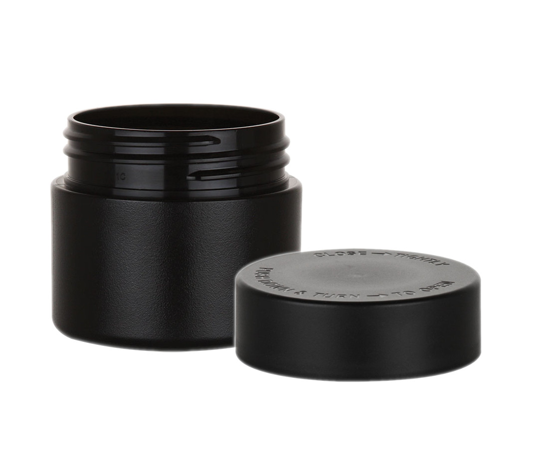 3 oz. Black Plastic Thick Wall 58-400 PET Opaque Matte Finish Jar-Black CRC Cap