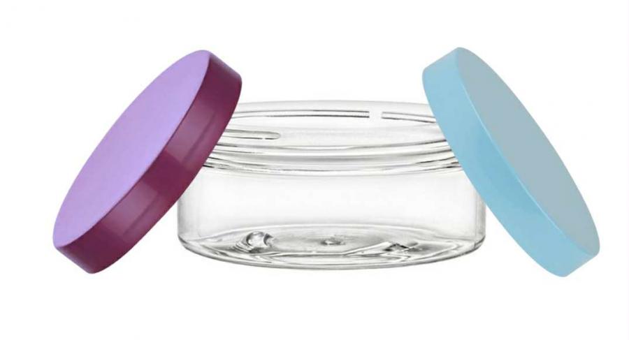 4 oz. Clear Low Profile Single Wall 89-400 Round PET Plastic Square Base Jar-Cap (MPCH)