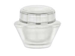1.67 oz (50 ml) Frosted 50 mm Thick Wall Acrylic Jar-White Inner PP Bowl-White-Clear Lid-Silver Band-Foam Liner