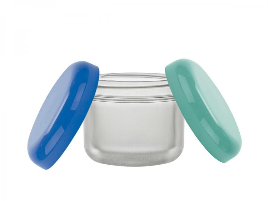 4 oz. Natural Round Base Double Wall 70-400 PP Plastic Jar-Colored Cap-Taral