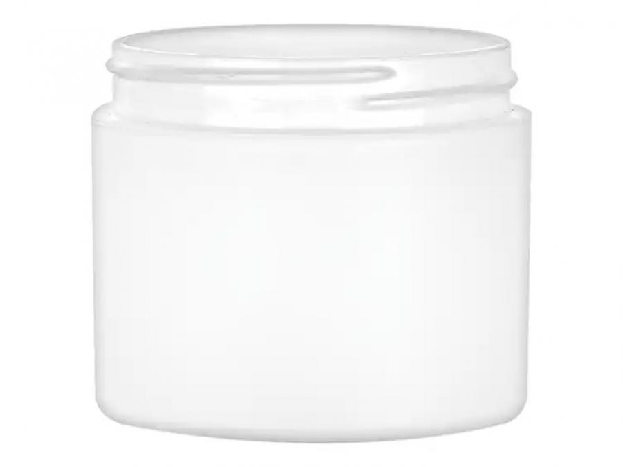 2.5 oz White Matte PP Plastic Double Wall 63-400 Round Jar Square Base