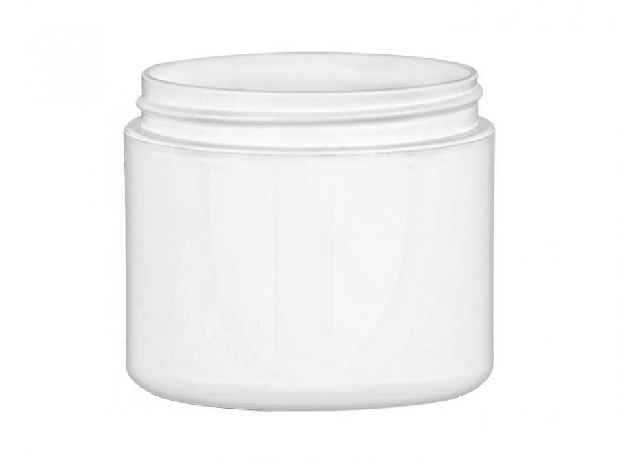 2 oz. White 58-400 Double Wall Square Base PP Plastic Jar (MRP)
