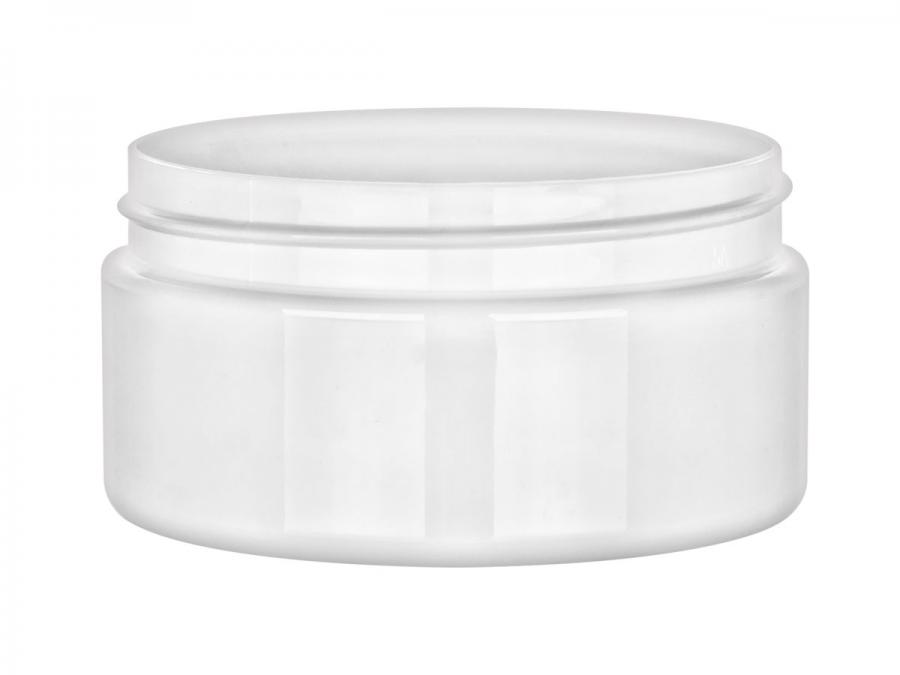 8 oz. White Low Profile Single Wall Straight Sided 89-400 Round PET Plastic Jar-Gloss Finish-King