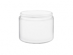 4 oz. White Square Base Double Wall Round 70-400 PP Plastic Jar (MRP)