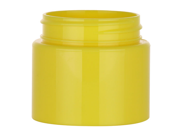 Yellow plastic jars offered in a 1 & 8 oz. size.