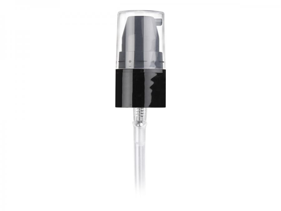 18-415 Black Smooth PP Plastic Treatment Pump-Clear Hood- 3 1/4 in. DT