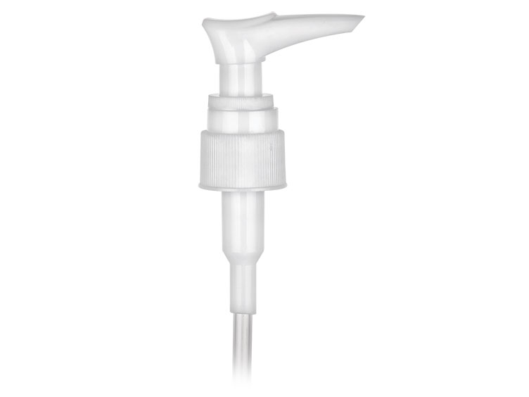 20-410 White Plastic Lotion-Soap Pump w/ Locking Ring, .5 cc Output & 6 in. Dip Tube (PurePump)