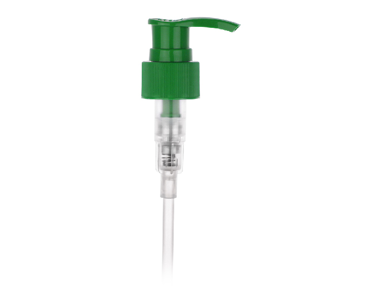 24-410 Green Plastic Ribbed Lotion-Soap Pump w/ Lock-Down Head, 6 1/4 in Dip Tube & 2 cc Output