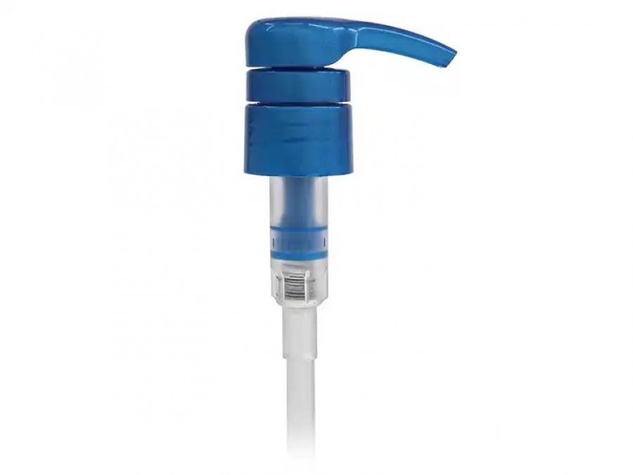 28-410 Blue Smooth PP Plastic Lotion-Soap Pump-LD Shower Proof Head-4 cc OP-9 5/8 in. DT