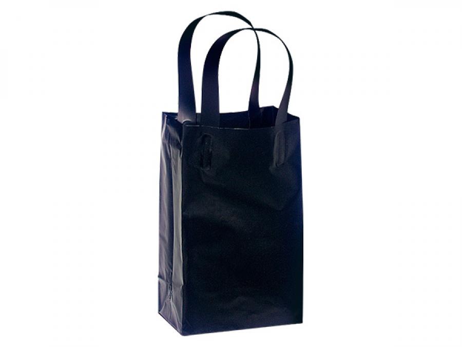 Small (Rose) Black Plastic Frosted Gift Bag (5.5 in. x 3.25 in x 8 in) 100% Recycled VOLUME DISCOUNTS