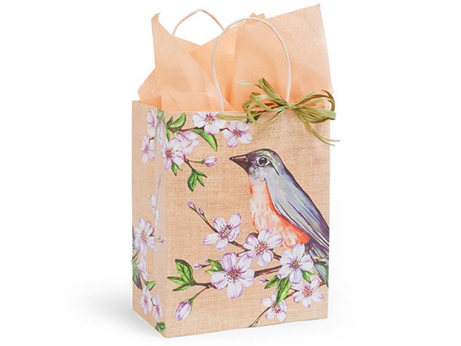 8 in. x 4.75 in. x 10 in. Medium (Cub) Backyard Birds Paper Gift Bag