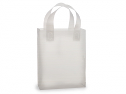 Medium (Cub) Clear Frosted Plastic Gift Bag (8 in. x 4 in. x 10 in.) 100% Recycled VOLUME DISCOUNTS
