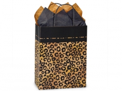 8 in. x 4.75 in. x 10 in. Medium (Cub) Gold-Black Leopard Safari Print Bag 100% Recycled VOLUME DISCOUNTS