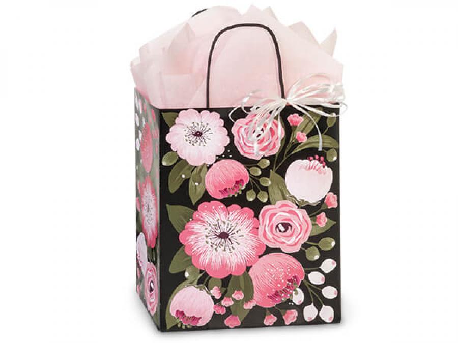 8 in. x 4.75 in. x 10 in. Medium (Cub) Moonlit Blooms Paper Gift Bag