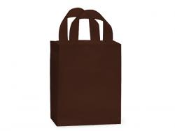 Medium (Cub) Brown Chocolate Frosted Plastic Gift Bag (8 in. x 4 in. x 10 in.) 100% Recycled VOLUME DISCOUNTS