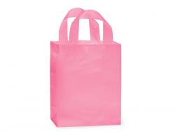 Medium (Cub) blazing pink Frosted Plastic Gift Bag (8 in. x 4 in. x 10 in.) 100% Recycled VOLUME DISCOUNTS