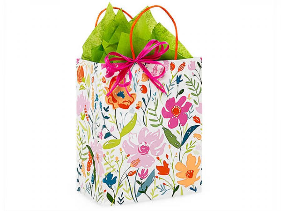 8 in. x 4.75 in. x 10 in. Medium (Cub) Wildflower Fields Paper Gift Bag