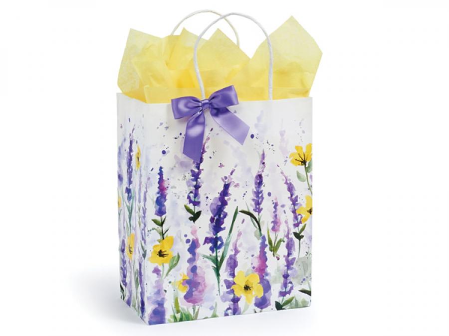 8 in. x 4.75 in. x 10 in. Medium (Cub) Watercolor Lavender Paper Gift Bag