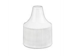 15-415 White Ribbed CT Dropper Tip Style PP Plastic Bottle Cap