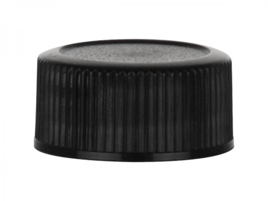 20-400 Black Non Dispensing Ribbed Bottle Cap-Matte Top-Foam Liner (Alcan)