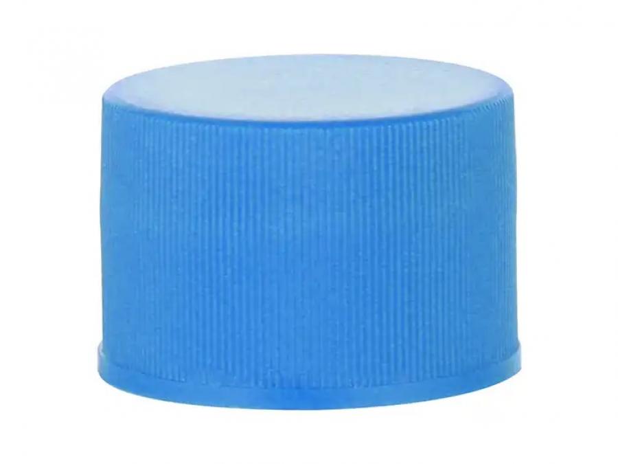 20-410 Blue Ribbed PP Plastic CT Cap-Smooth Top-Foam Liner
