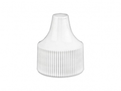 20-410 White Ribbed Non Dispensing Dropper Tip Style PP Plastic Cap