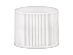 20-415 White Ribbed PP Plastic Non Dispensing Bottle Cap-Stipple Top-Foam Liner
