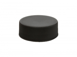 22-400 Black Ribbed PP Plastic Non Dispensing Bottle Cap w/ Matte Top & PS Liner