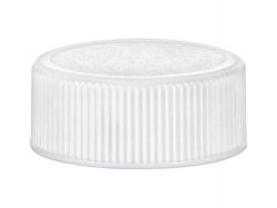 22-400 White Ribbed PP Plastic Non Dispensing Bottle Cap-Stipple Top-Sureseal Foam Liner