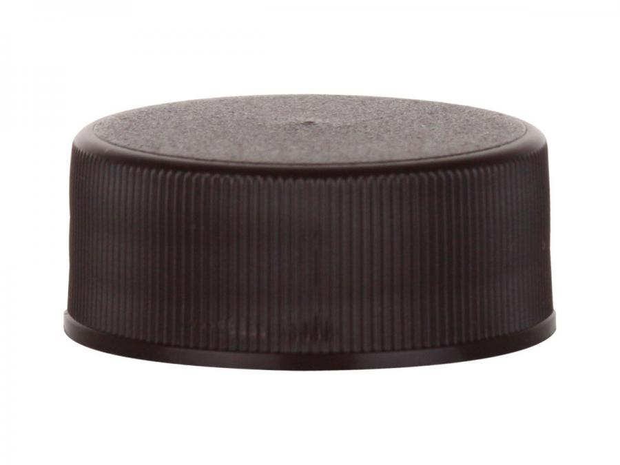 24-400 Brown Ribbed PP Plastic CT Bottle Cap-Stipple Top-HS Liner