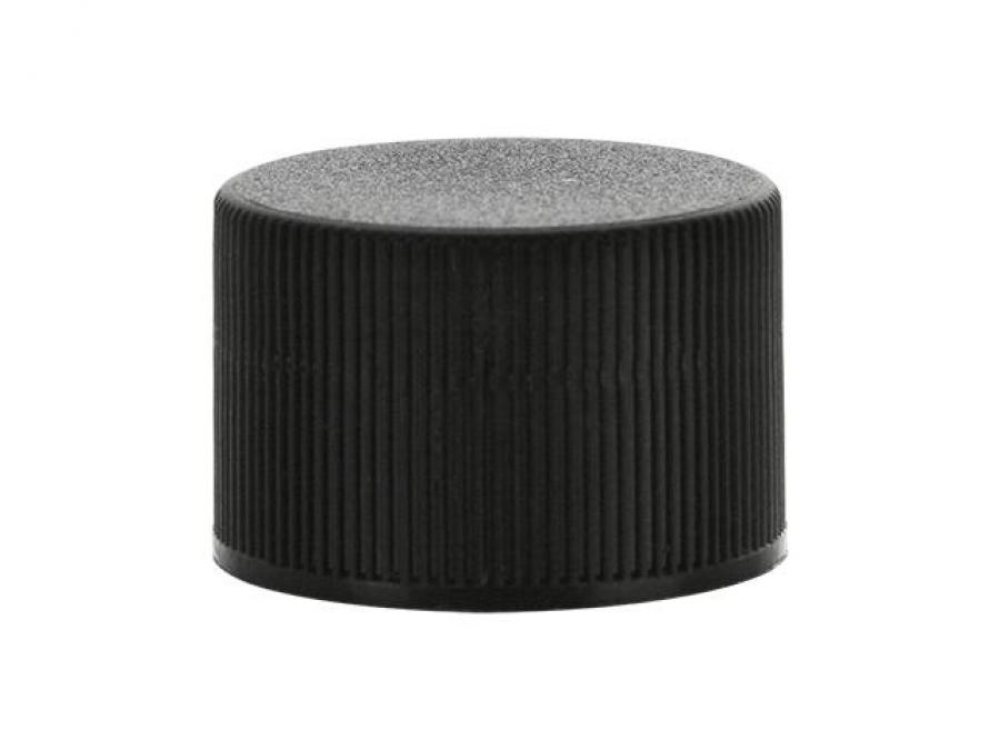 24-410 Black Ribbed PP Plastic CT Bottle Cap-Stipple Top-Dual Liner (Berry)