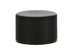 24-410 Black Ribbed Non Dispensing PP Bottle Cap-Stipple Top-Plug Seal
