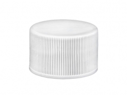24-410 White Ribbed Non Dispensing Ribbed PP Plastic Bottle Cap w/ Easy Open HS Liner & Matte Top