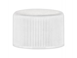 24-410 White Ribbed Non Dispensing Ribbed PP Plastic Bottle Cap w/ F-217 Foam Liner & Matte Top