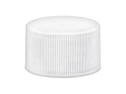 24-410 White Ribbed Non Dispensing Ribbed PP Plastic Bottle Cap w/ HS Liner