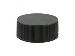 28-400 Black Ribbed Non Dispensing PP Plastic Bottle Cap-Foam Liner-Matte Top