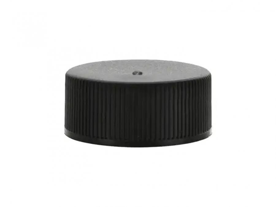 28-400 Black Ribbed PP Plastic Bottle CT Cap-Matte Top-HS Pulp Liner