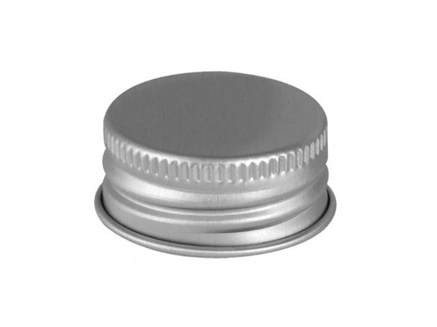 28-400 Silver Alum CT Metal Bottle Cap-Smooth Top-Ribbed Neck-PE Liner