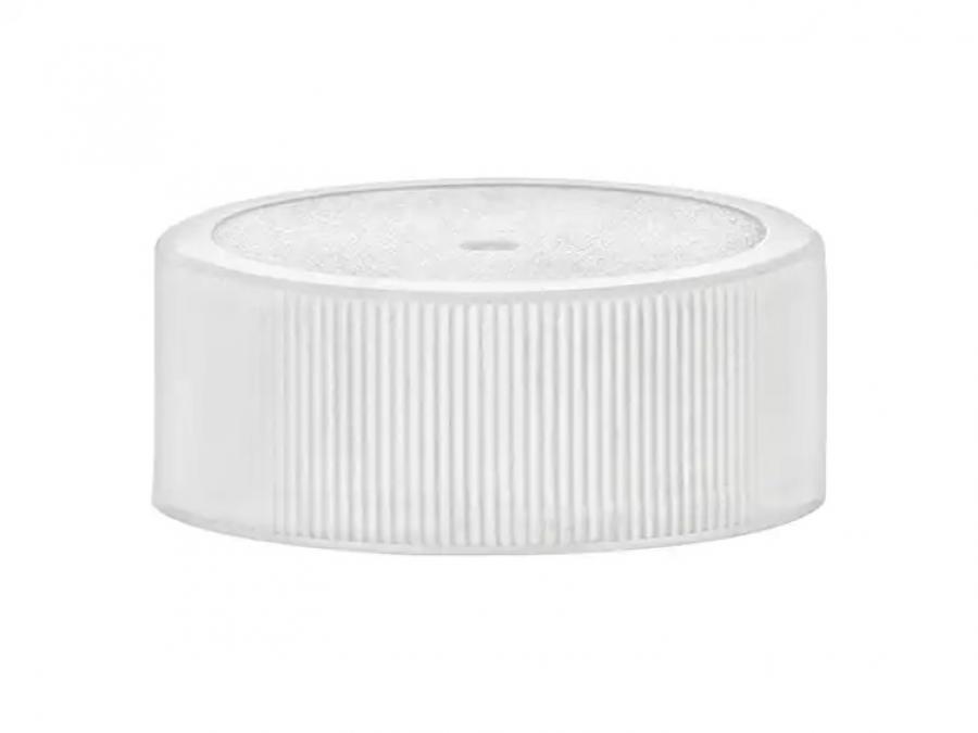 28-400 White Ribbed PP Plastic CT Bottle Cap-Matte Top-HS Pulp Liner