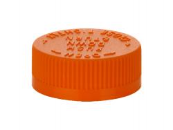 33-400 Orange CRC Ribbbed PP Plastic Non Dispensing Bottle Cap-HS Liner-Opening Instruct