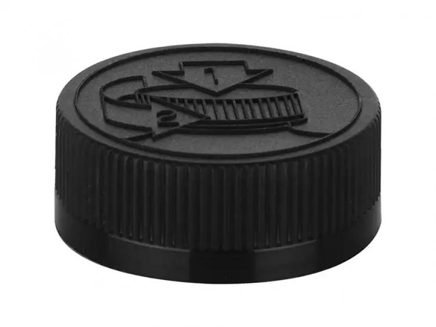 38-400 Black Ribbed CRC Continuous Thread PP Bottle-Jar Cap-Vented HS Liner-Open Instruct (MRP)