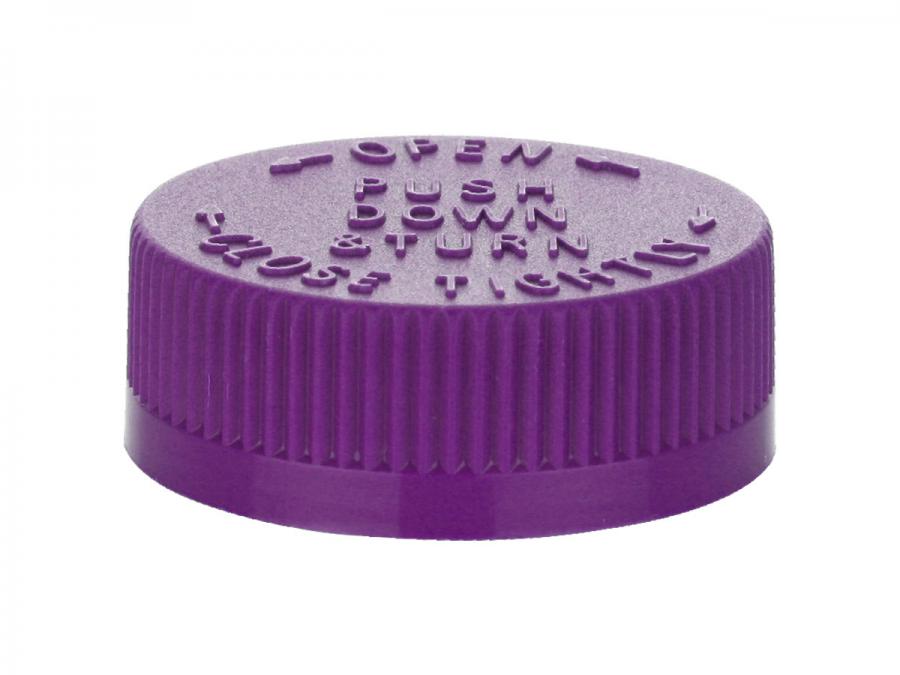 38-400 Purple CRC Ribbed Non Dispensing PP Bottle-Jar Cap-HS Liner-Open Instruct (MRP)