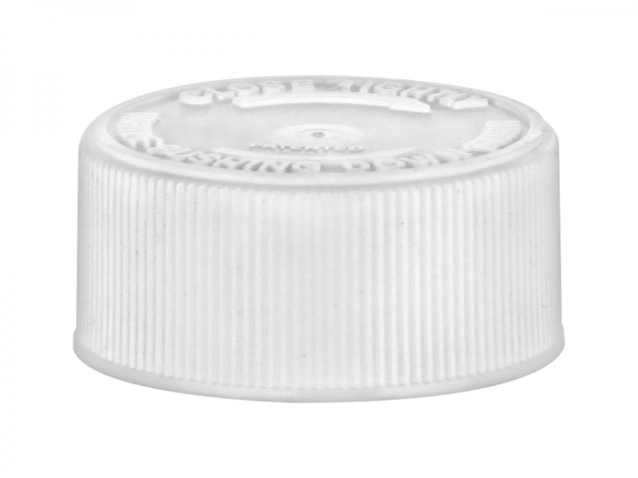 38-400 White CRC Ribbed Non Dispensing PP Bottle-Jar Cap-Foam Liner-Open Instruct (Berry)