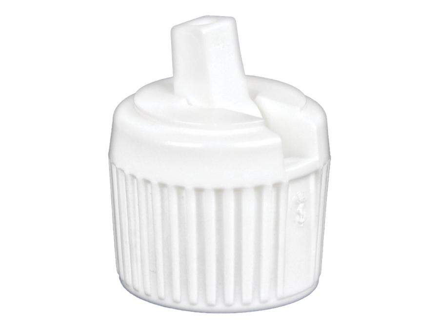 18-410 White Ribbed Turret Dispensing PP Plastic Cap-Pour Spout-.096 in. Orifice