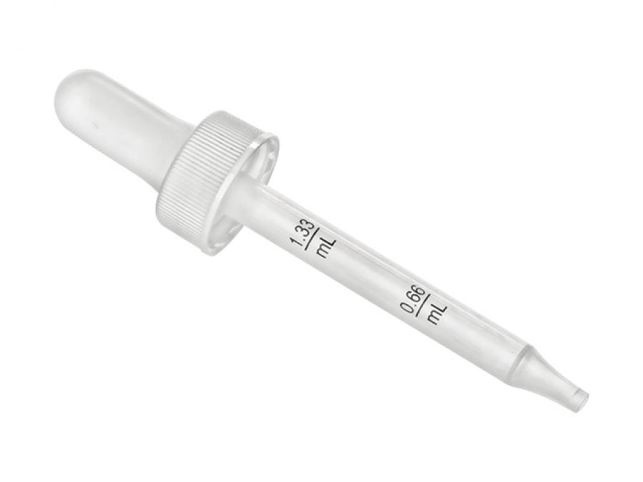 20-400 white ribbed squeeze bulb plastic dropper CRC cap-3 in. pipette 0.66 & 1.33 ml.