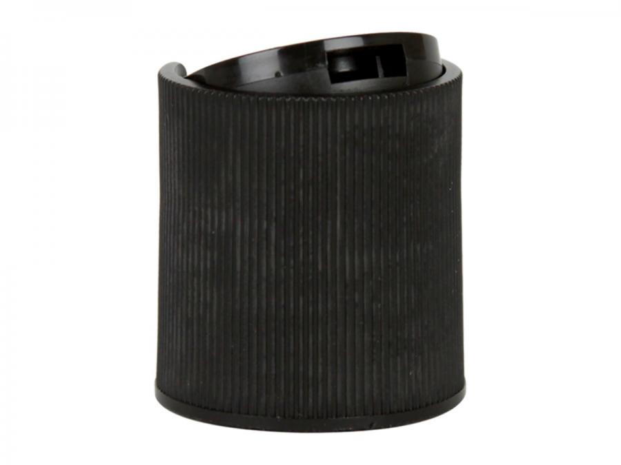 20-410 Black Ribbed Disc Top PP Plastic Dispensing Bottle Cap-.270in. Orif