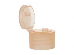 20-410 Peach Snap Top Ribbed Dispensing Plastic Bottle Cap-.125 in. Orifice