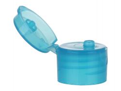 20-410 Blue Turquoise Translucent Smooth Snap Top Dispensing Bottle Cap-.120 in. Orifice